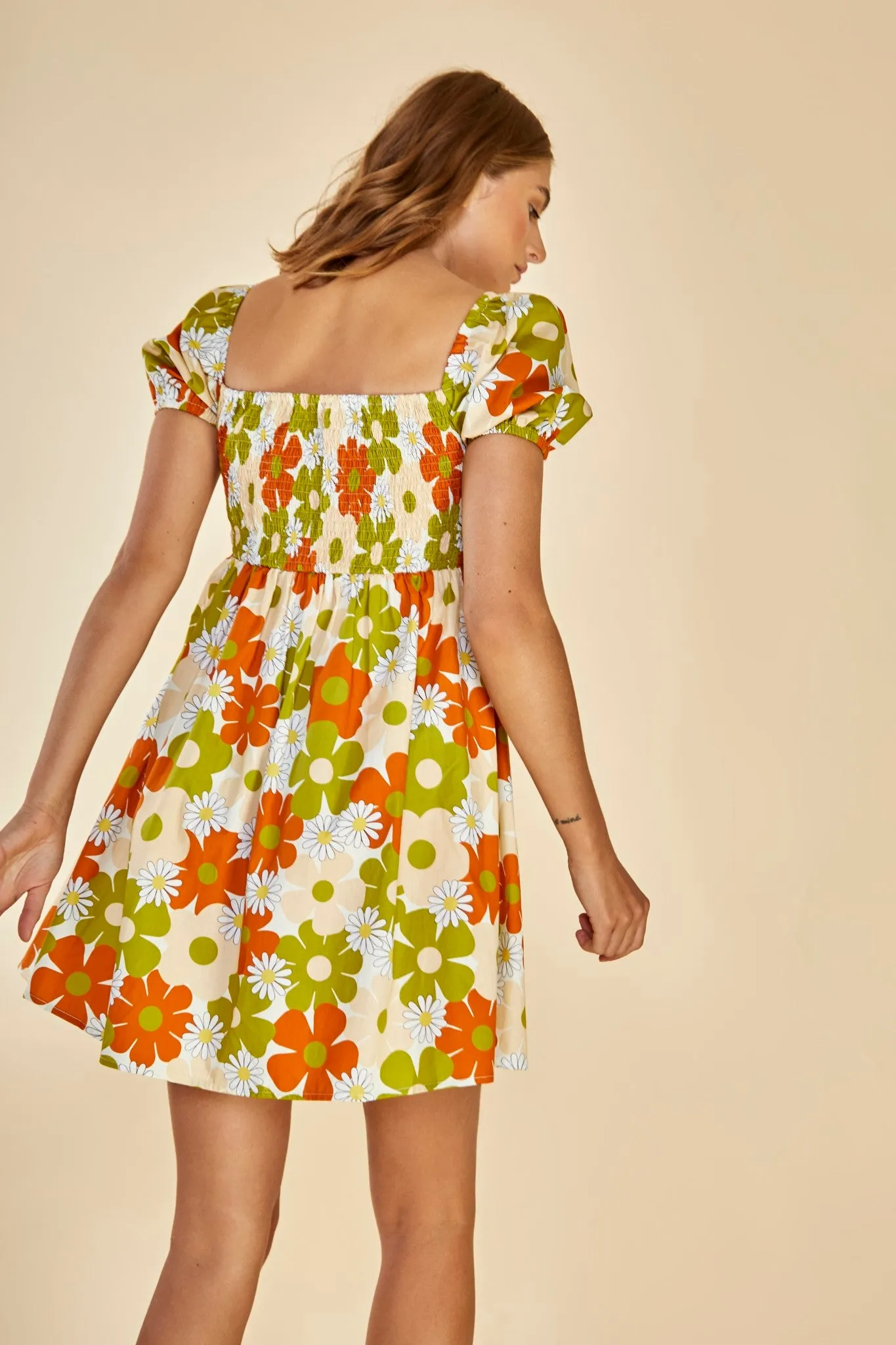 Glamorous Care Smocked Empire Line Mini Dress