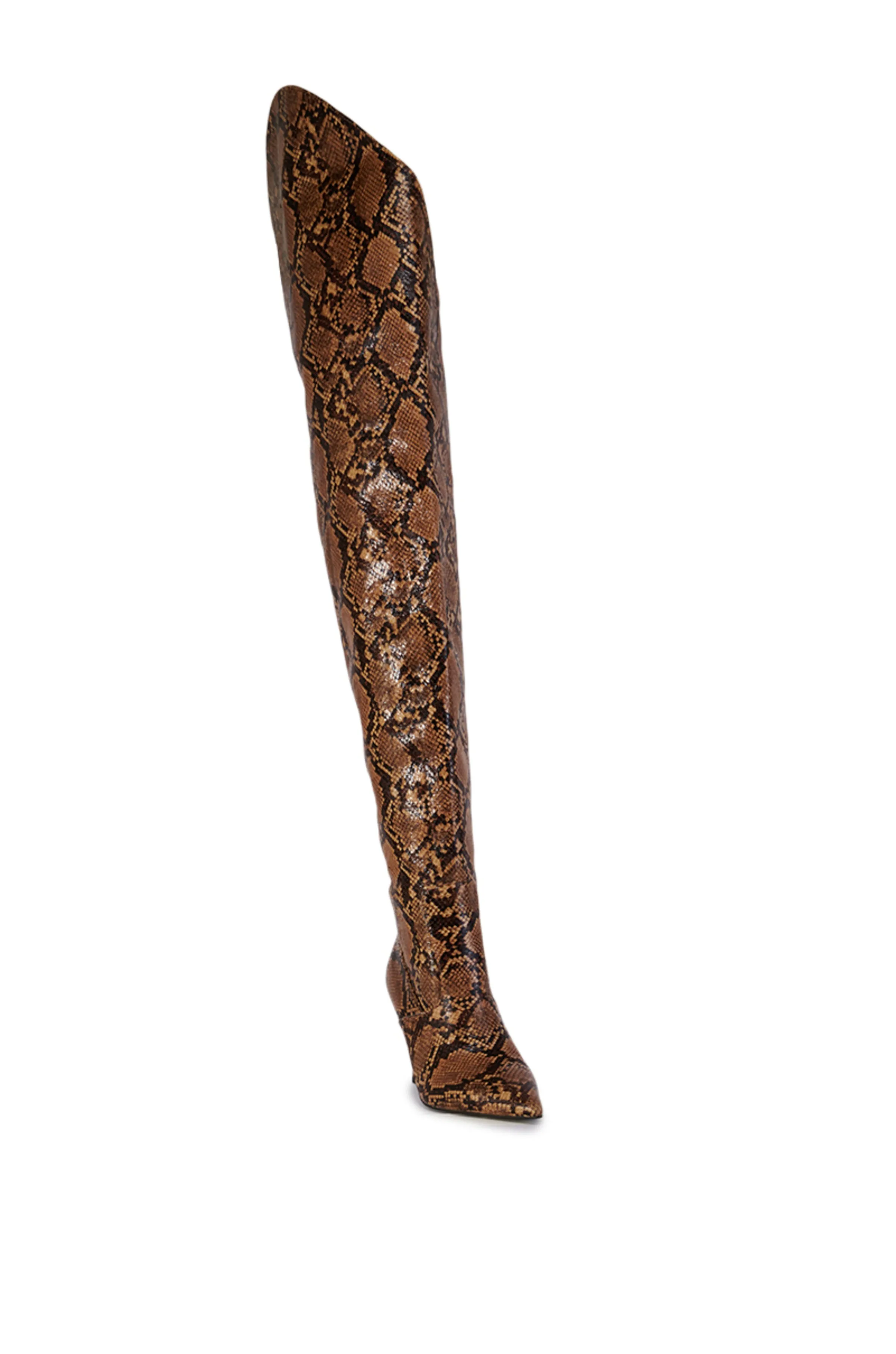 TARRANT-SNAKE THIGH HIGH STILETTO BOOT